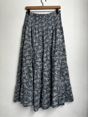 Neutral Ground | Blue Floral Maxi Skirt